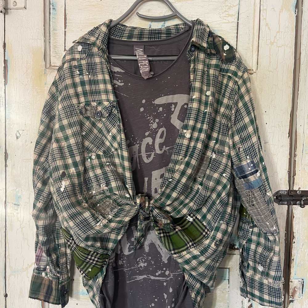 Magnolia Pearl Green Plaid Button-Up Shirt
